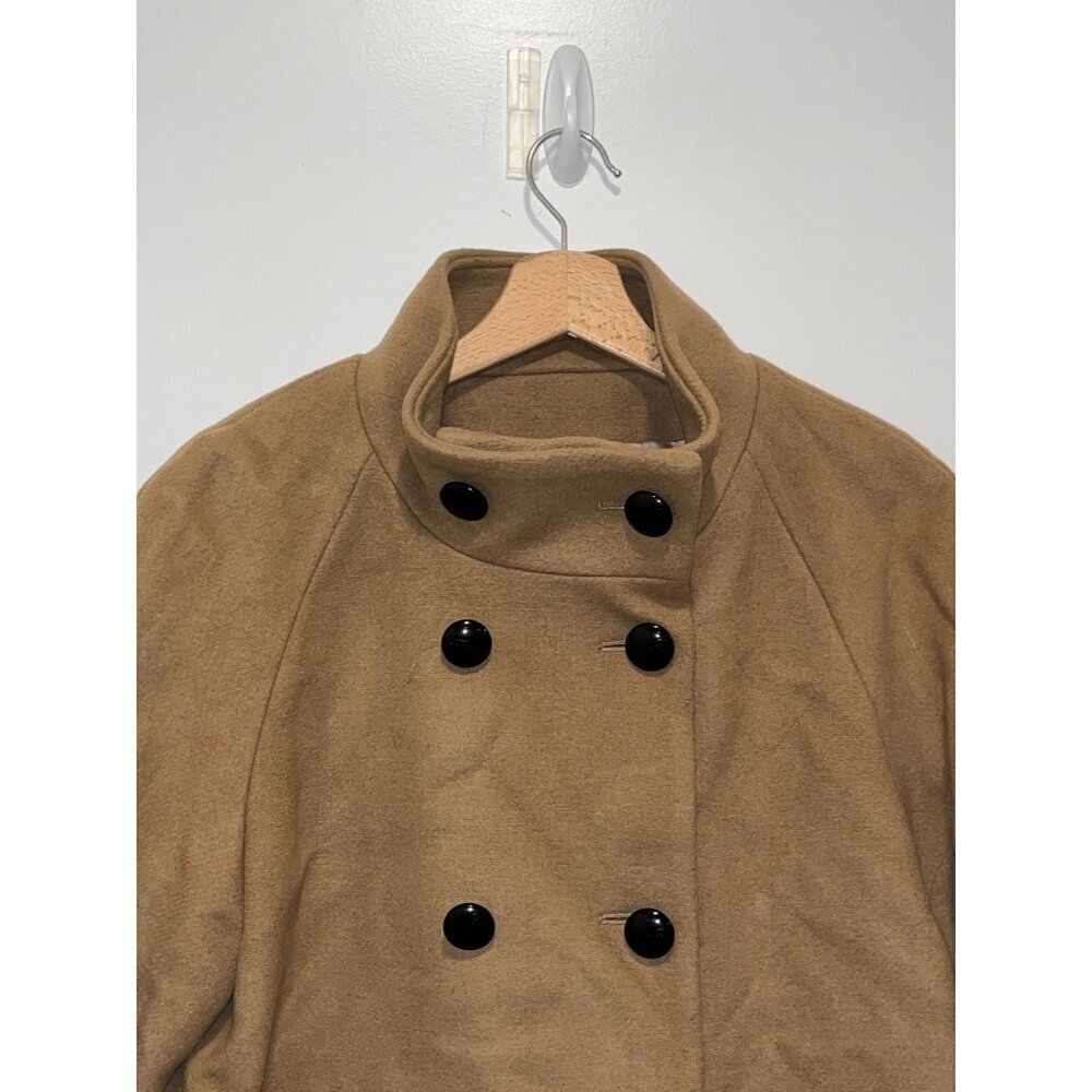 COACH Wool Angora two tones Coat Black Beige logo buttons sz Medium - Picture 3 of 9